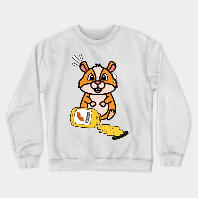 Funny furry hamster spilled a jar of mustard Crewneck Sweatshirt by Pet Station